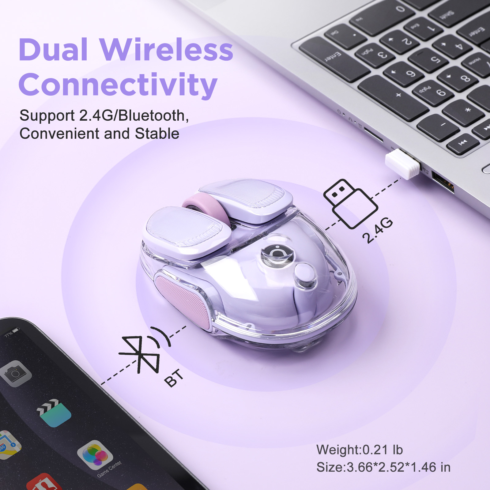 EWEADN Q9 Purple Wireless RGB  - Tradescantia Purple ulasan dan harga
